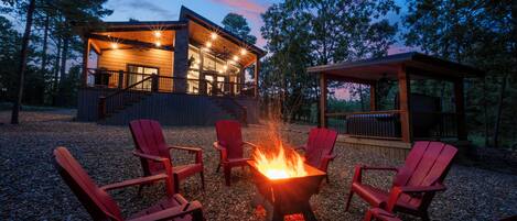 Fire pit with firewood provided