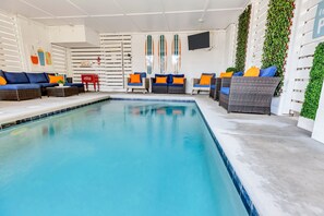 Beach inspired décor includes surfboards bringing the ocean to you in our  top rated vacation rental on Hilton Head Island, SC!