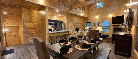 Bright and rustic modern cabin vibes await your arrival!