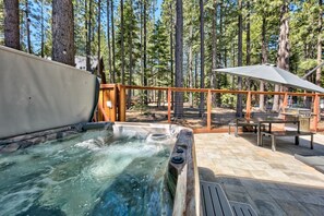 There isn't much better than soaking in a hot tub in the woods