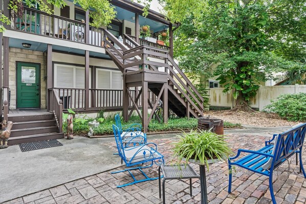 Technically the patio area is a shared with the upstairs neighbors, although they never seem to hang out there, you'll see them pass through. They're very chill and nice.