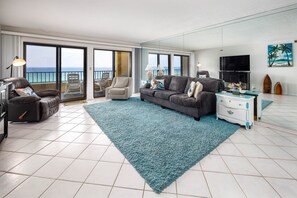 Living area with view of the gulf