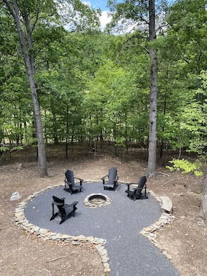 Built in fire pit perfect for making s'mores