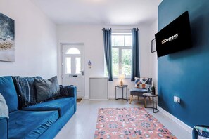 The living room benefits from a sofa bed, SMART TV with Netflix and plenty of space to sit down and relax.
