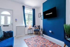 The living room benefits from a sofa bed, SMART TV with Netflix and plenty of space to sit down and relax.