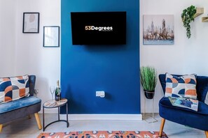 The living room benefits from a sofa bed, SMART TV with Netflix and plenty of space to sit down and relax.