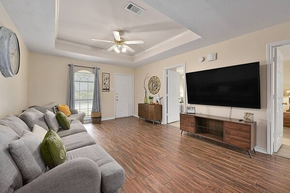 The living room has enough space for everyone