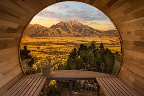 Outdoor Sauna with View of Emigrant Peak