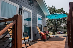 Rocking chair front porch with keyless entry access