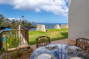 Enjoy a meal on the lanai