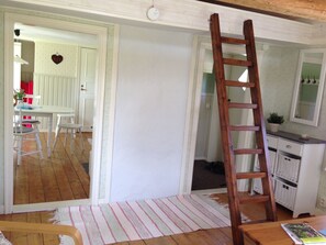 view from living room towards kitchen