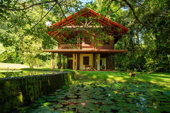 House from pond area