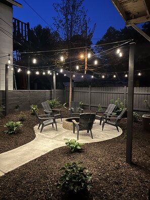Hang out late around the fire or have a couple nighttime burgers on the grill