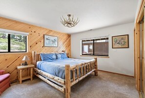 The home features three comfortable bedrooms such as the master bedroom which boasts a king-size bed and an attached bathroom.