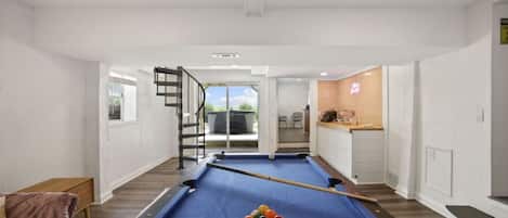Pool table in lower level living space