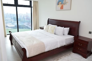 master bedroom , super king bed with a beautiful view.