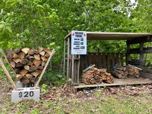 We offer wood for sale across the road cash box honour system in effect