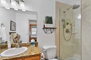 Recently remodeled walk in shower in the master bath