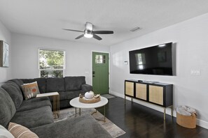 Family Room with 65" TV (with Hulu and Apple TV)