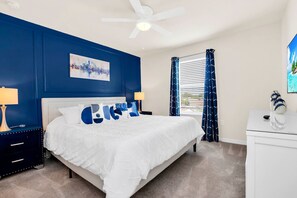 White & Blue King bedroom