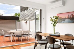 Dining area and the garage/backyard