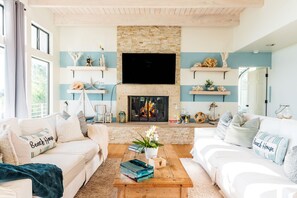 Cozy living room with fireplace