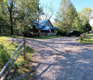 View from the left side of the circle drive facing the house