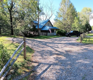 View from the left side of the circle drive facing the house