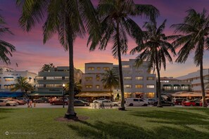 Lummus Park Beach and Ocean Drive by night
