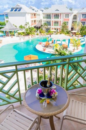 Balcony with pool view