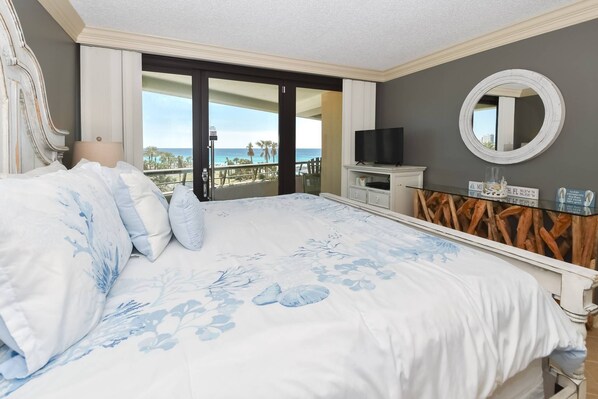 Gulf views from the primary bedroom