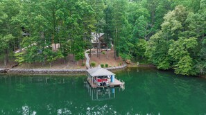 Dock, back yard and rear of house