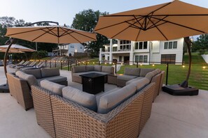 Large party deck overlooking Shoal Creek.