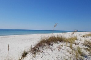 You're 500 steps from the door to world class white sand beaches.  Since Perdido Key Oasis is situated in the middle of a state park (and there's no public parking nearby) you basically have a private beach for the small neighborhood to yourself.