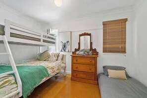 Bedroom 2 - Family/kids room - has triple bunk and trundle