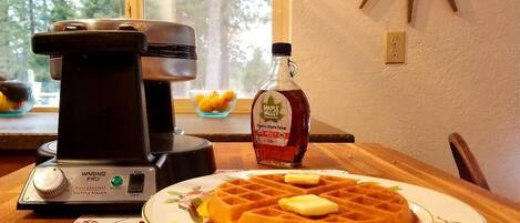 Enjoy Waffles on us! Use our favorite mix or bring your own.