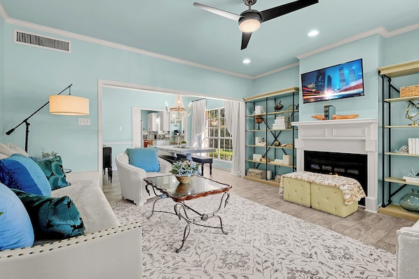 Open concept living room area for friends and family to gather.
