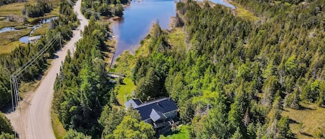 An aerial view of the property.