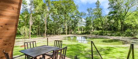 Porch overlooking pond.