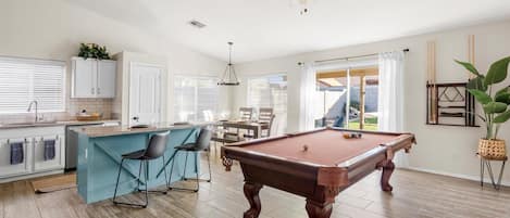 Kitchen and Pool Table