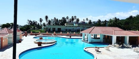 Resort style pool with a kiddie pool