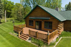 Deck with retractable awning, grill and seating!