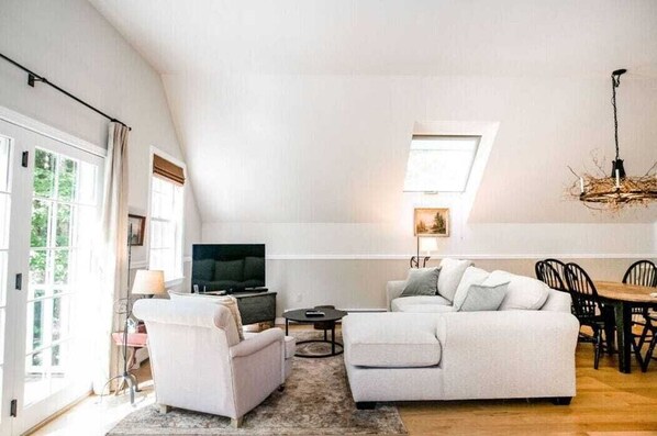 Beautiful living space opens to private deck