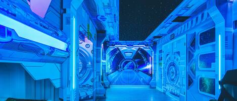 Space station-themed bedroom for cosmic dreams and futuristic vibes