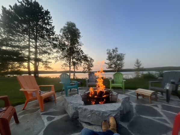 Relaxing by the fire