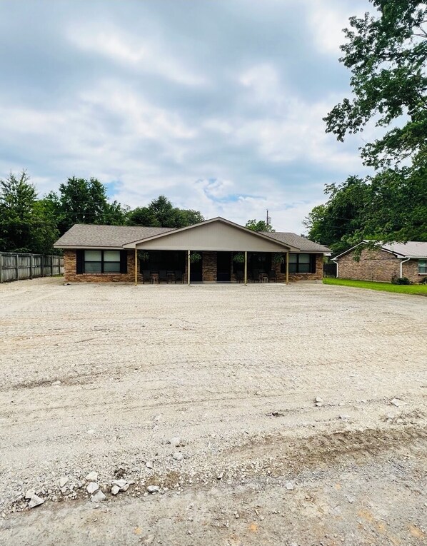 Front of Apartment-Shared Porch, Large Parking/Boat Parking Area