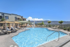 Umbrellas and loungers are provided
