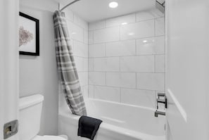 A rainfall shower head to wash away all the stresses while on vacation.
