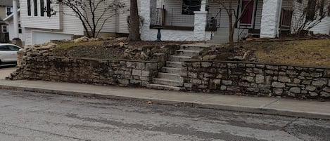 Front of house in winter - my house is the one on the left - street parking 