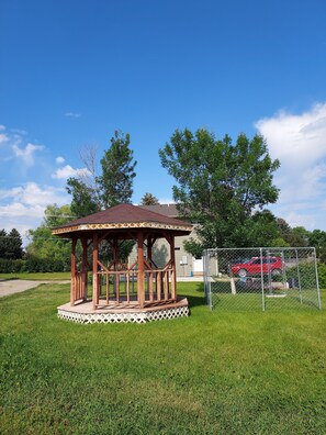 Large grass yard with Gazebo and Fance area for your pet